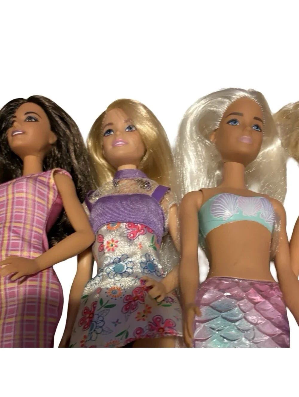 Lot of 9 Miscellaneous Barbies with Clothing